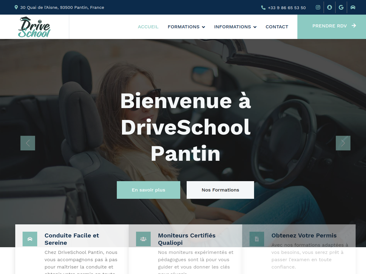 Drive School Pantin website screenshot