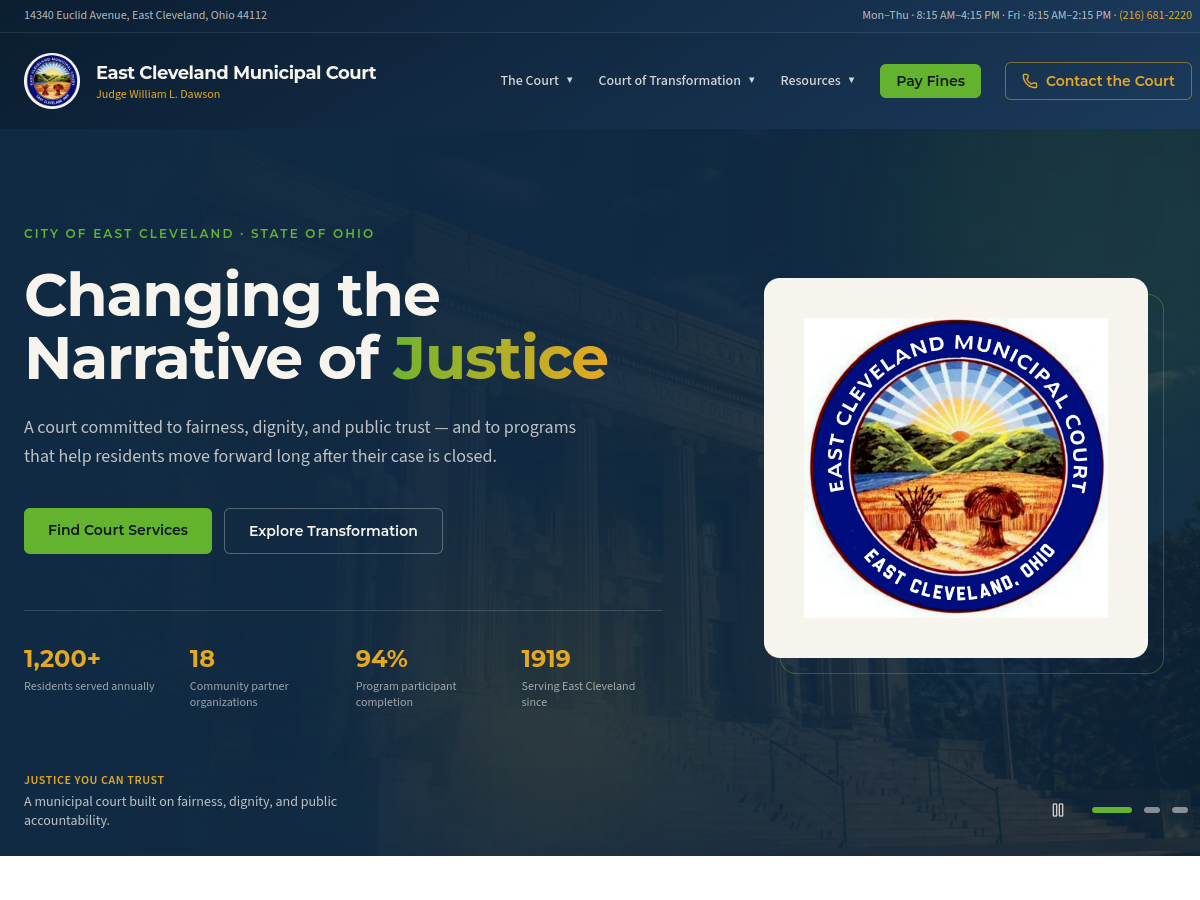 EAST CLEVELAND MUNICIPAL COURT — Web Design / Public Sector / Content