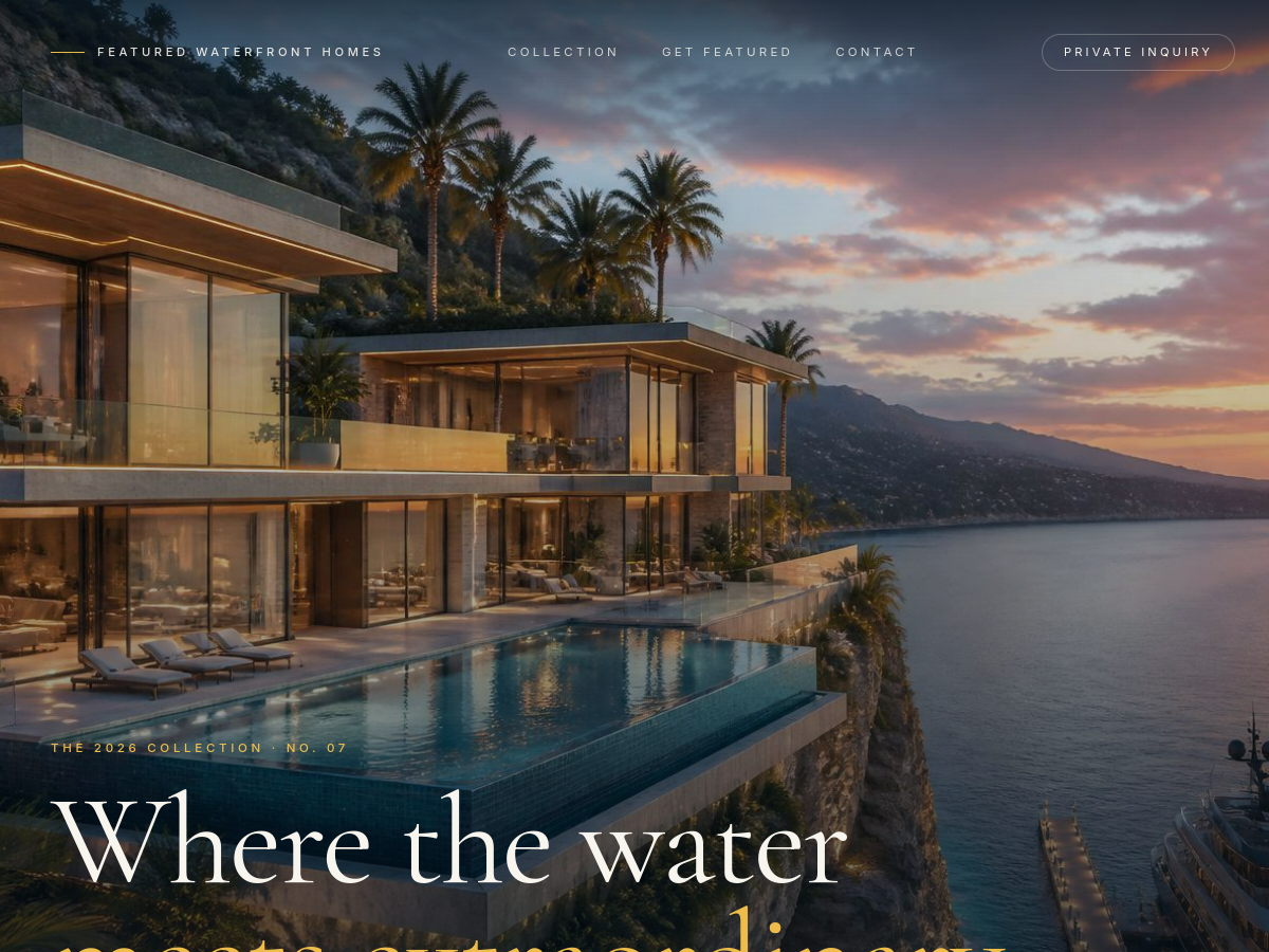 Featured Waterfront Homes website screenshot