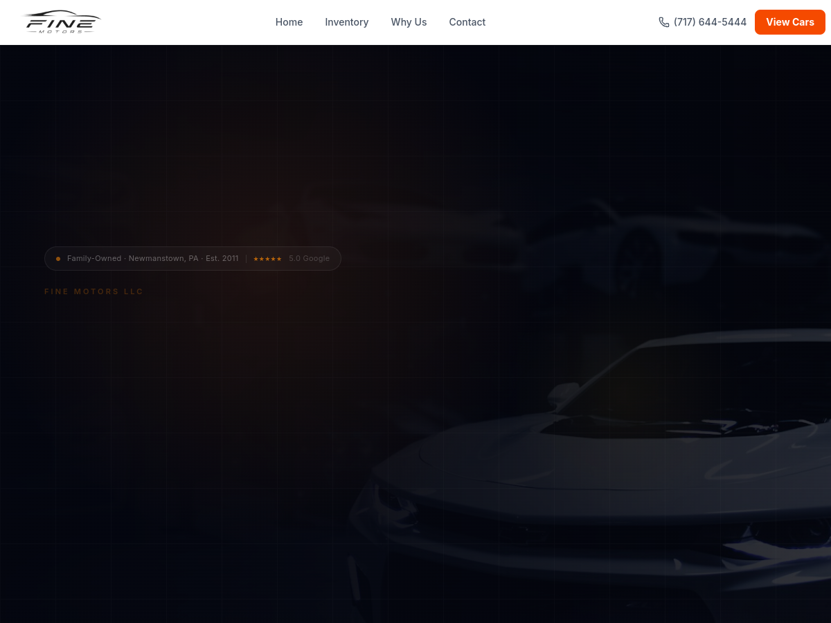 Screenshot of the Fine Motors website
