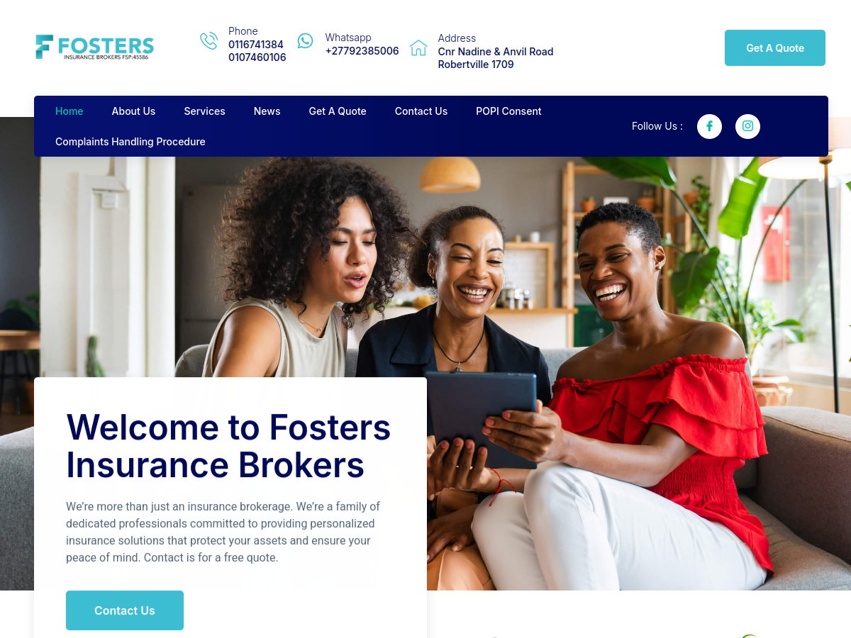 Fosters IB - International Business website screenshot