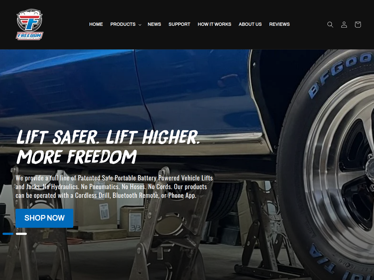 Freedom Race Lifts website preview