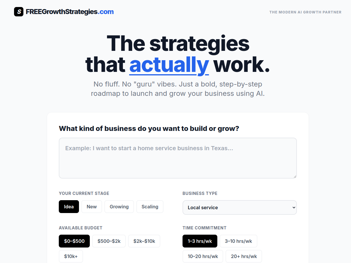 Free Growth Strategies website screenshot