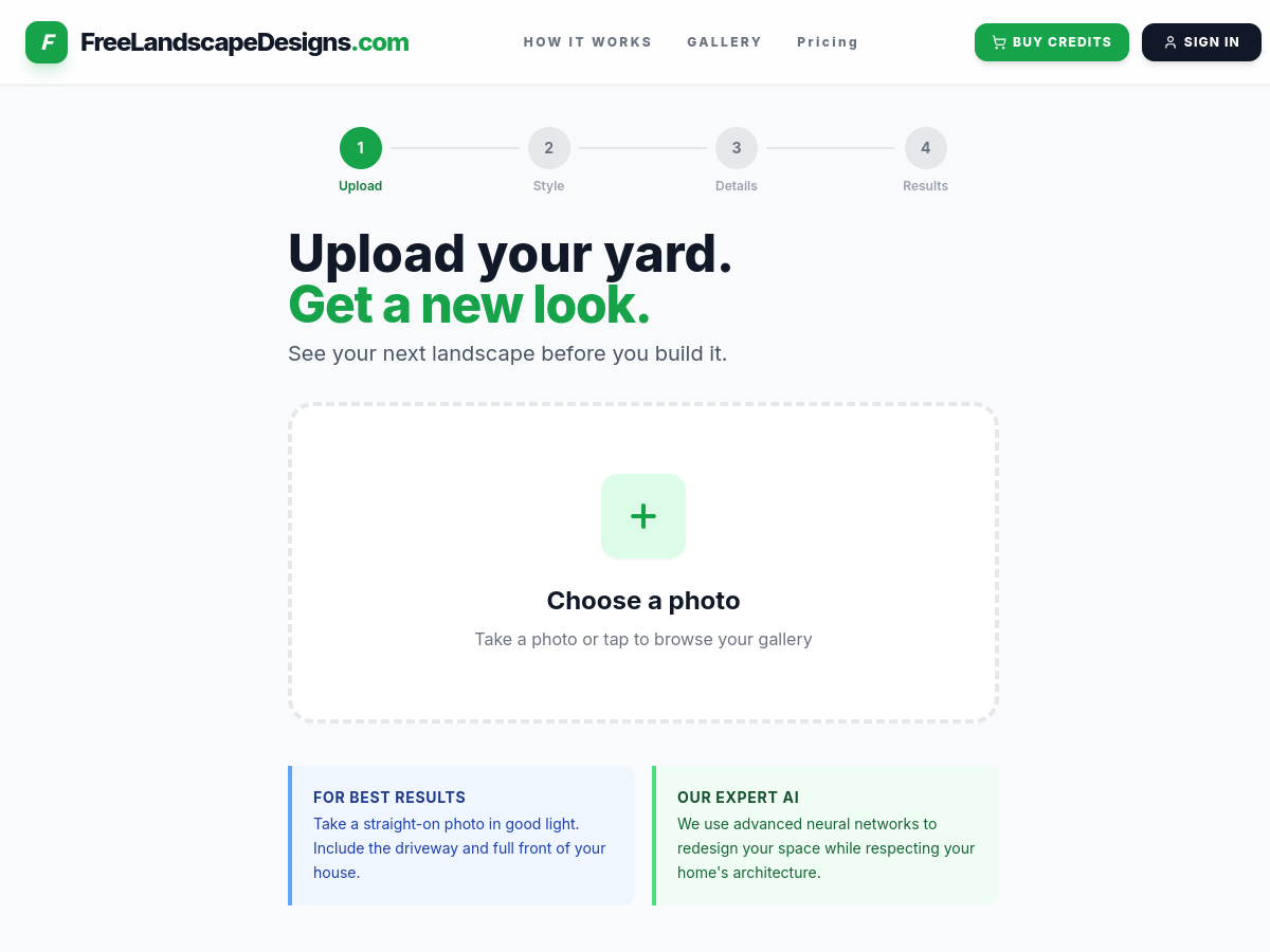 Free Landscape Designs website screenshot
