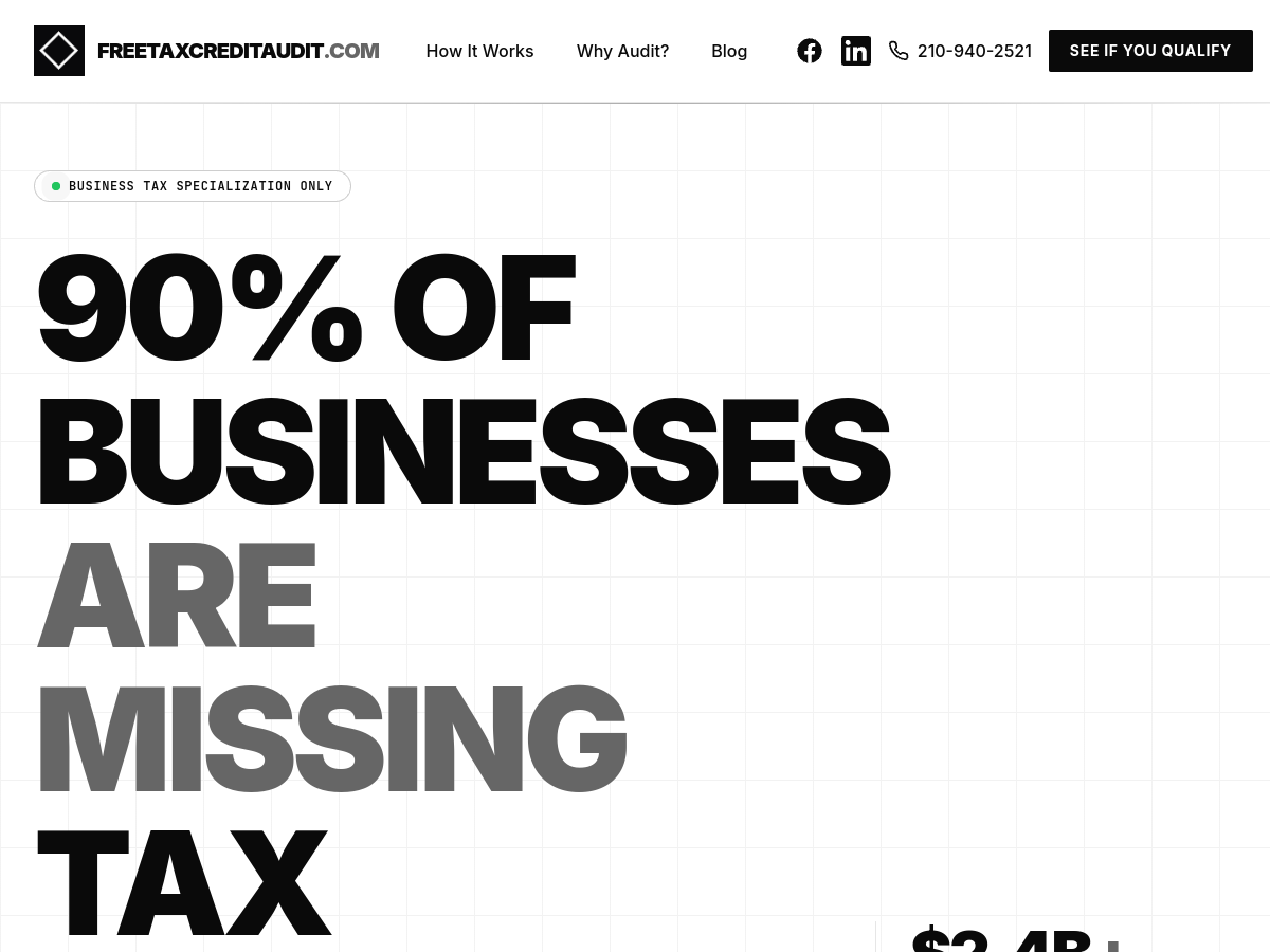 FREE Tax Credit Audit website screenshot