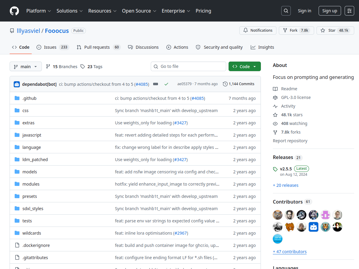 Fooocus example page screenshot