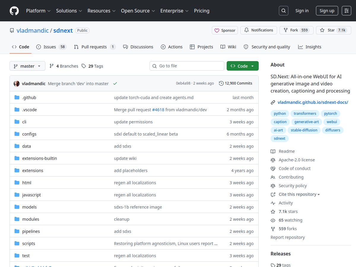 SD.Next example page screenshot