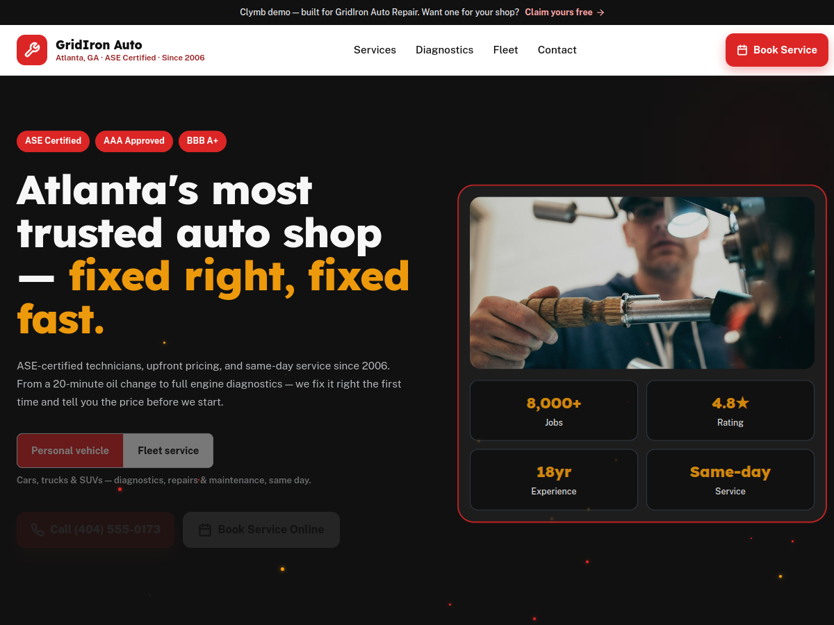 GridIron Auto website preview