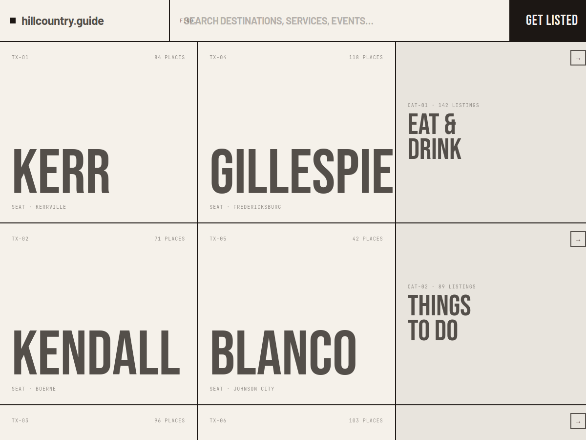 Hill Country Guide website screenshot