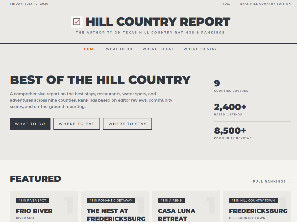 Hill Country Report website screenshot
