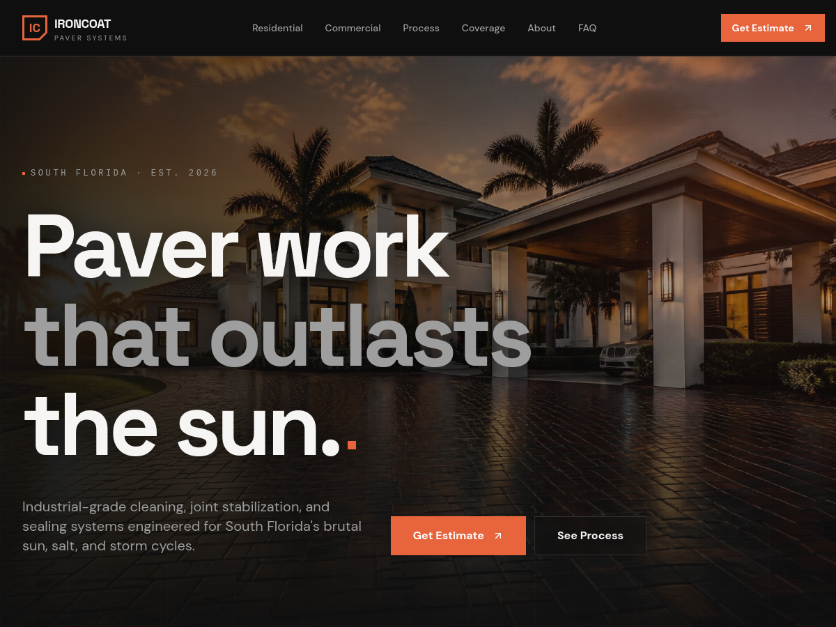 Ironcoat Paver Systems website screenshot
