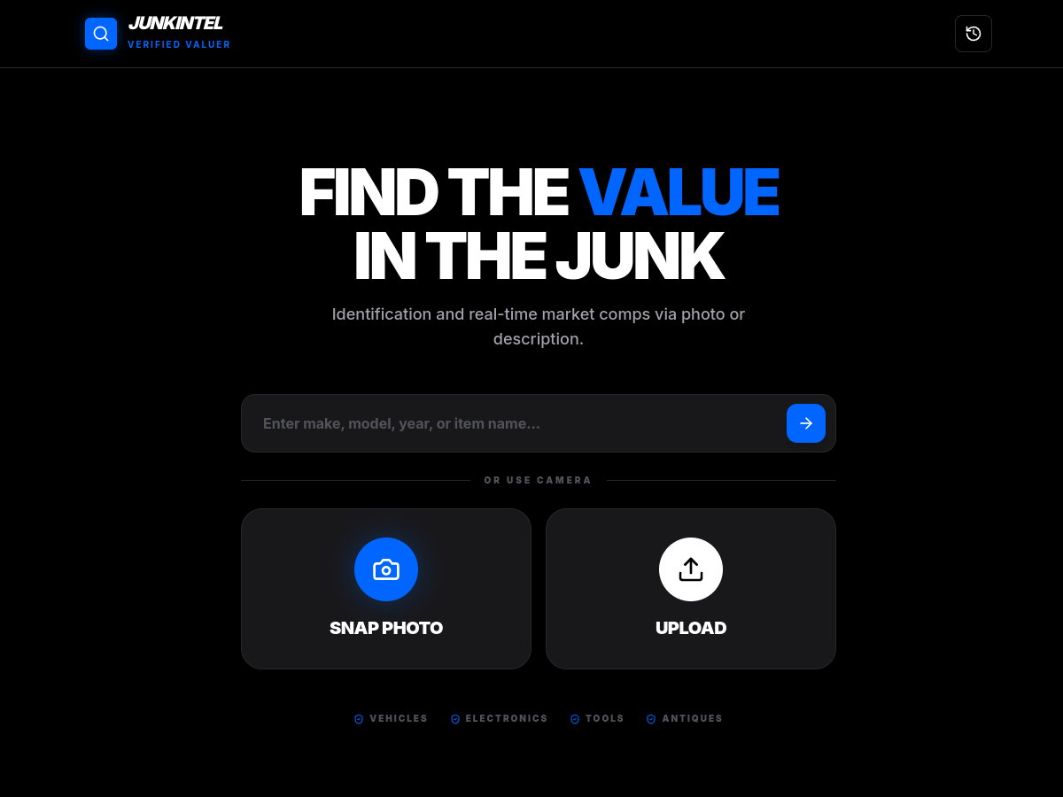 Junk Intel website screenshot