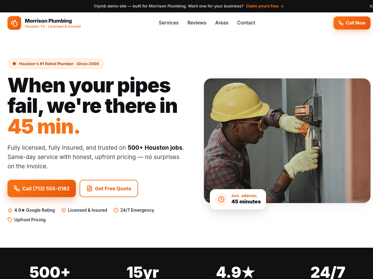 Morrison Plumbing website preview