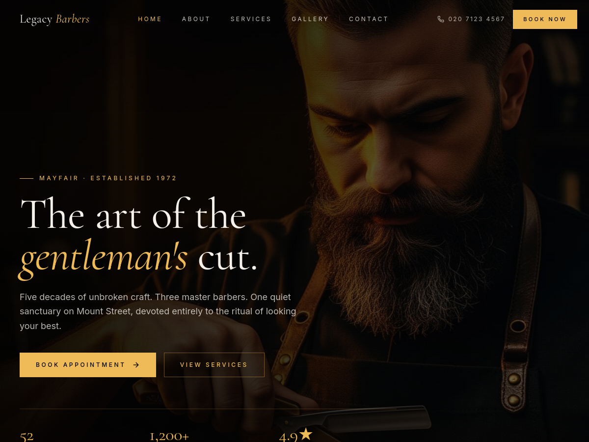 Legacy Barbers website preview