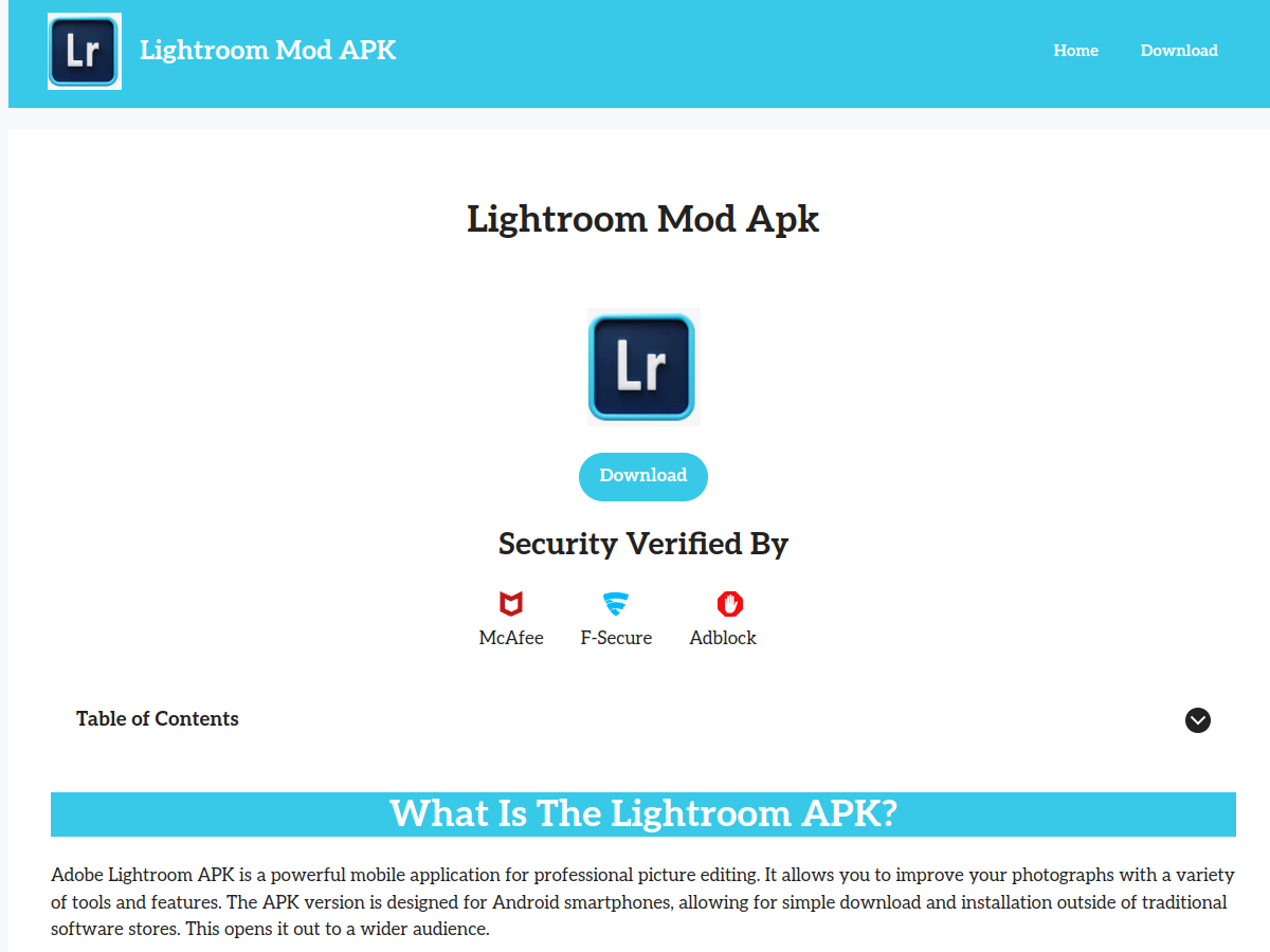 Screenshot of lightroommodapk.co.in