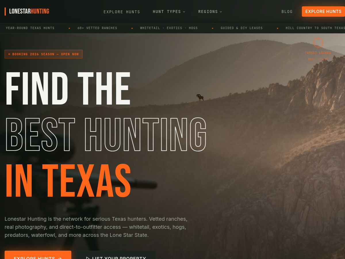 Lonestar Hunting website screenshot