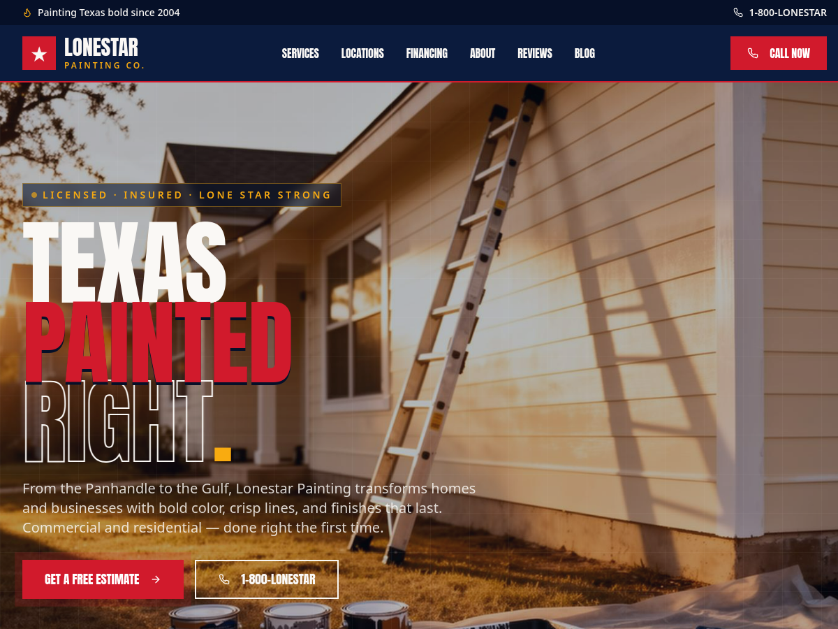 Lonestar Painting SA website screenshot