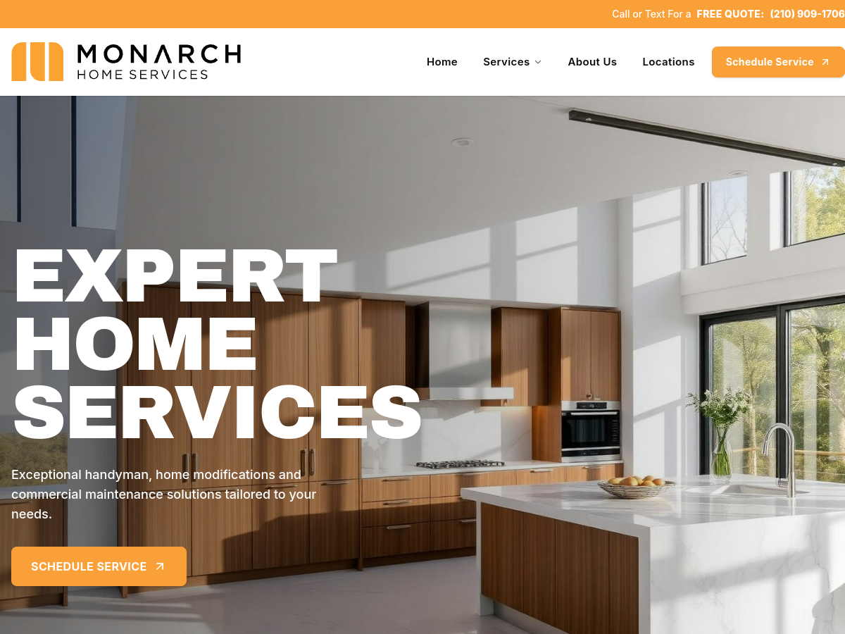 Monarch Home Services website screenshot