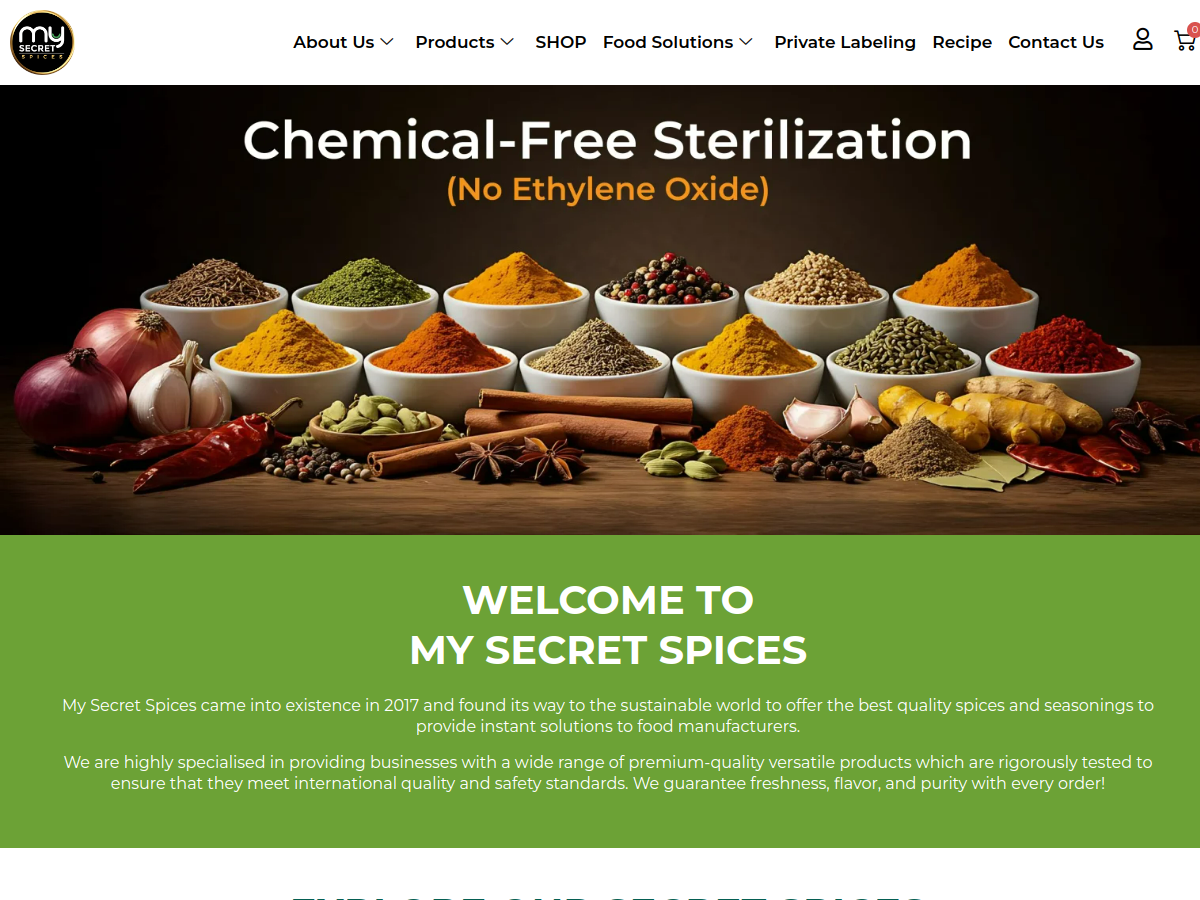 My Secret Spices website preview