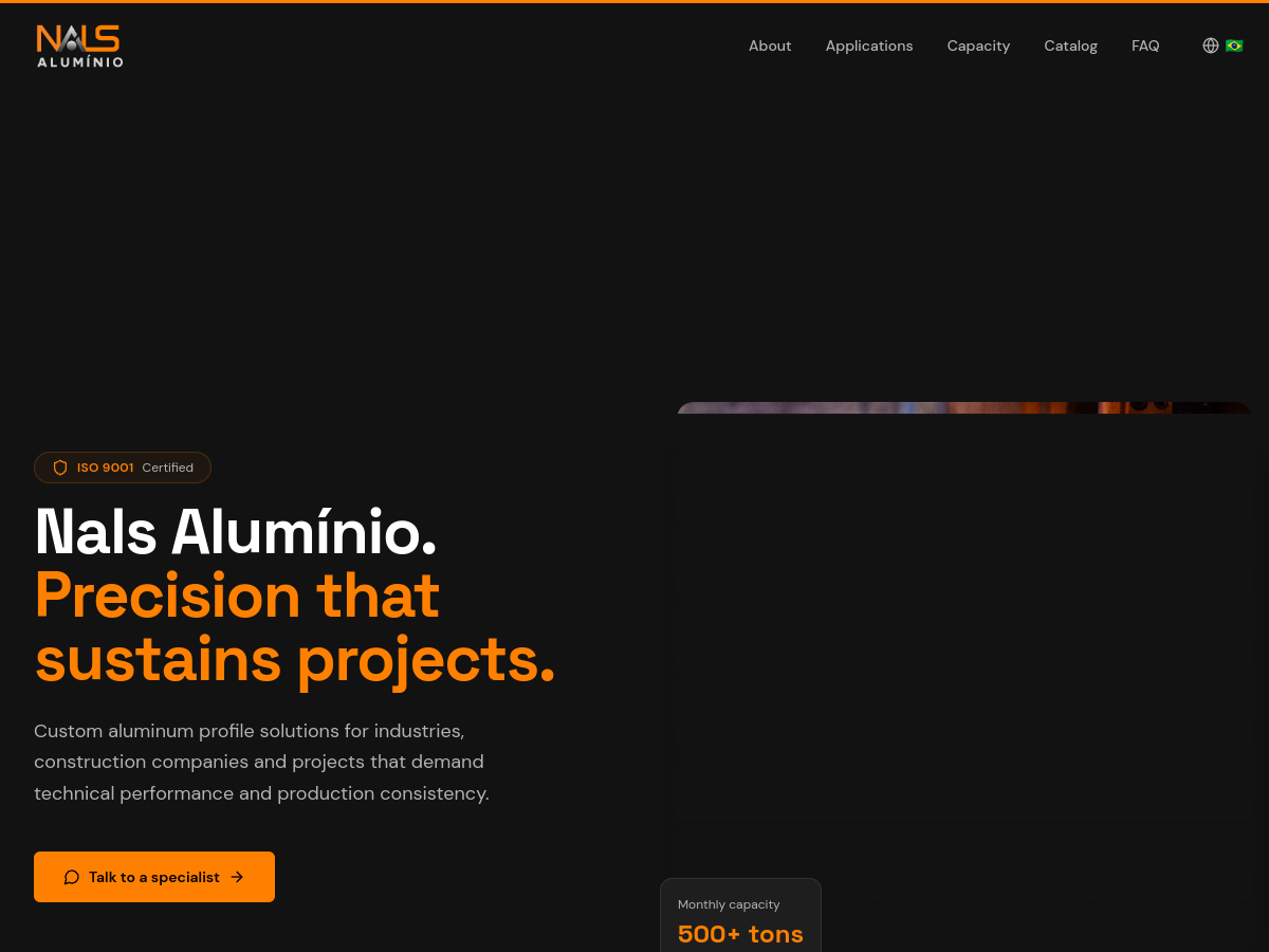 Prévia do site NALS Alumínio