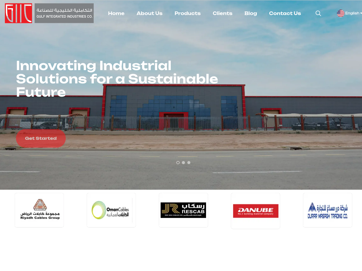 Screenshot of the GIIC website homepage