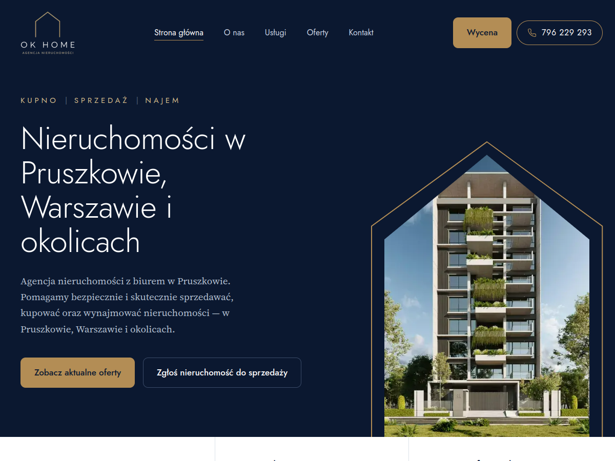 Zrzut ekranu strony OK HOME