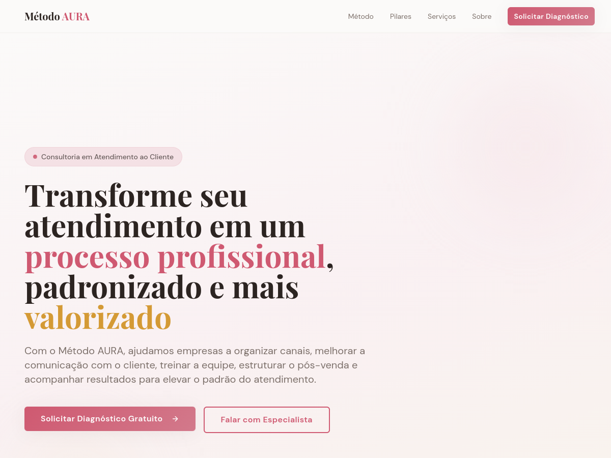 Prévia do site O Método Aura
