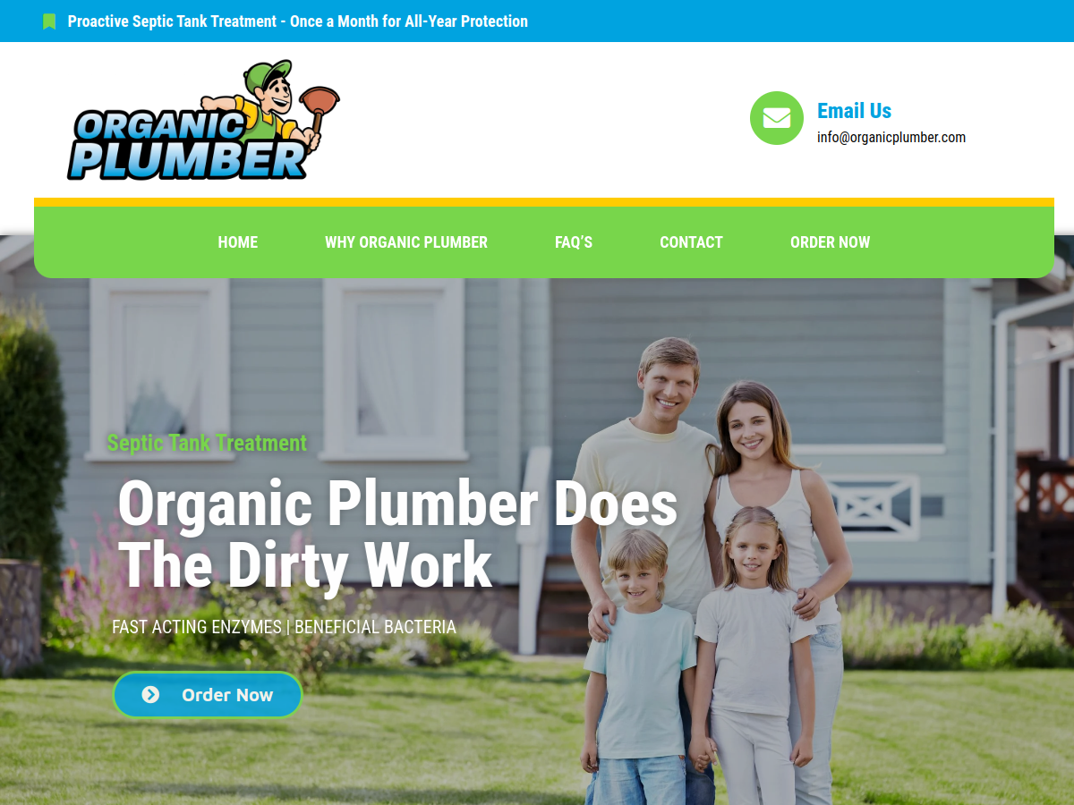 Organic Plumber website screenshot