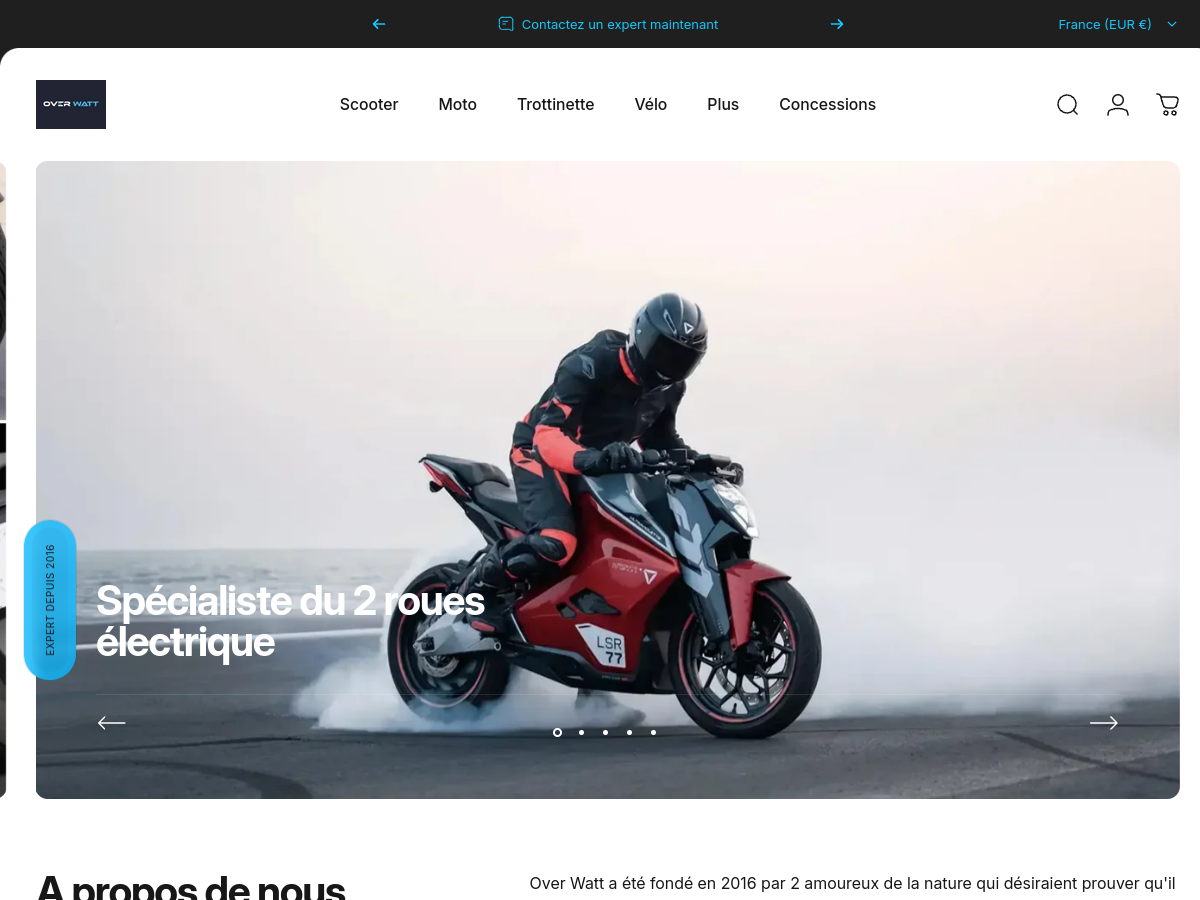 Aperçu du site client Over Watt