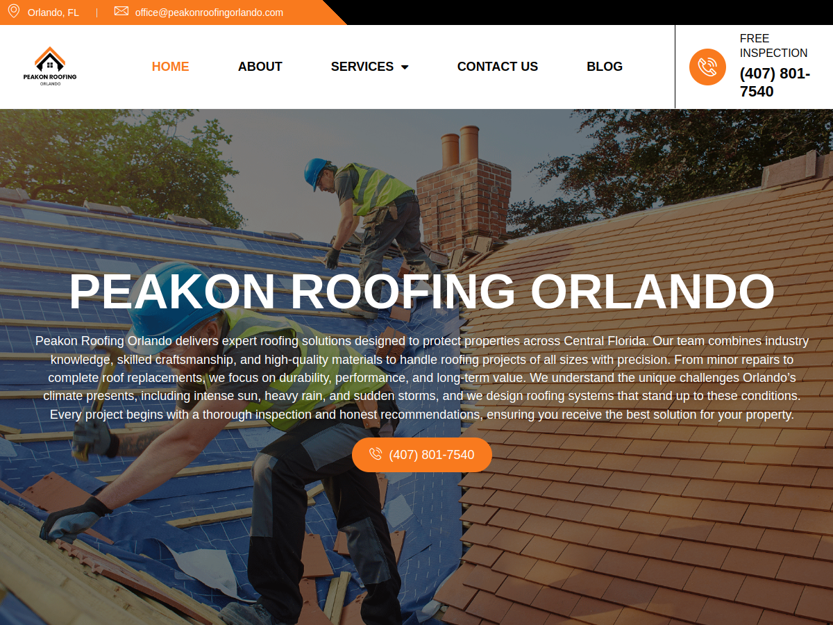 Peak On Roofing website