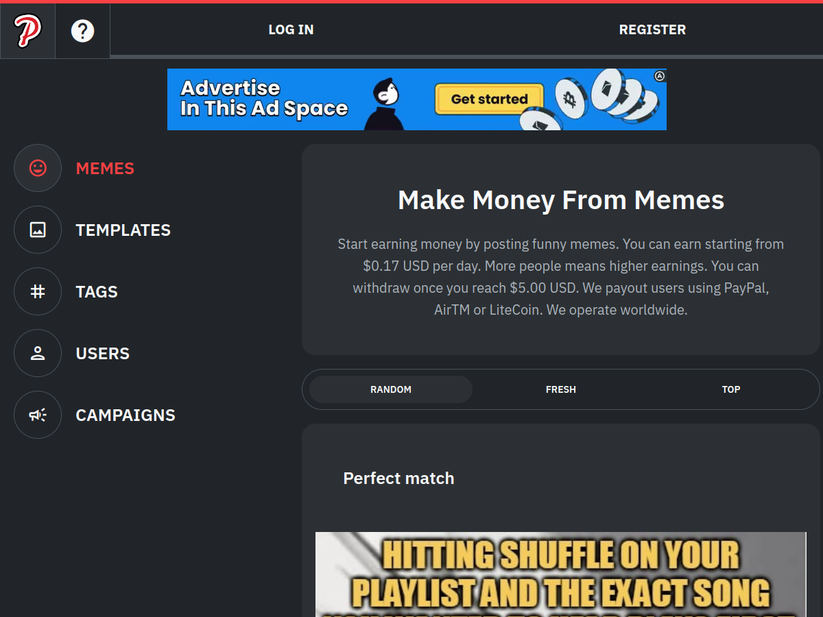 Screenshot of picturepunches.com