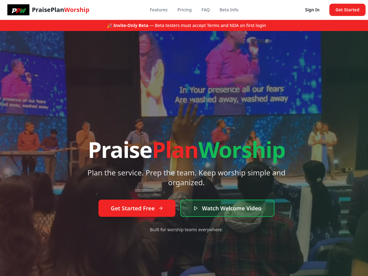 Praise Plan Worship website preview