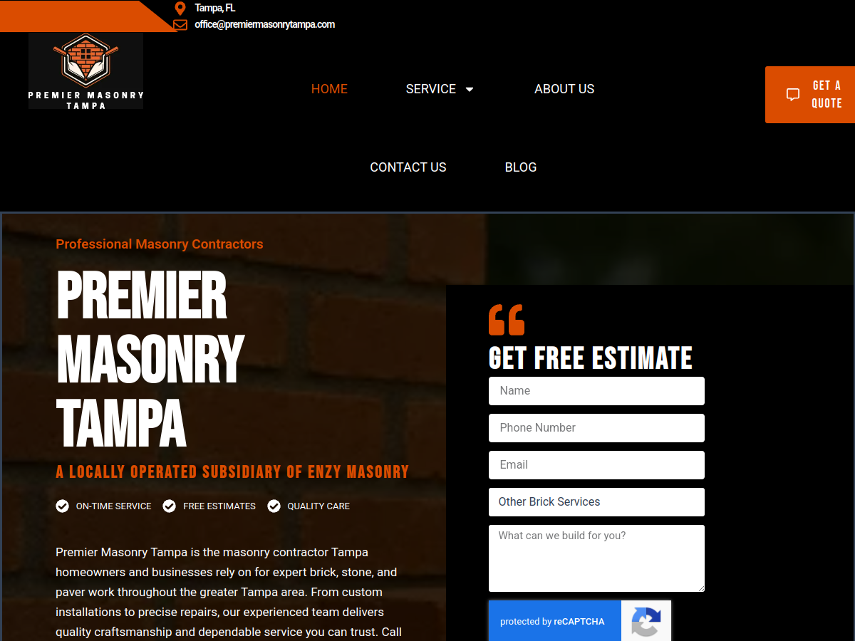 Premier Masonry Tampa website