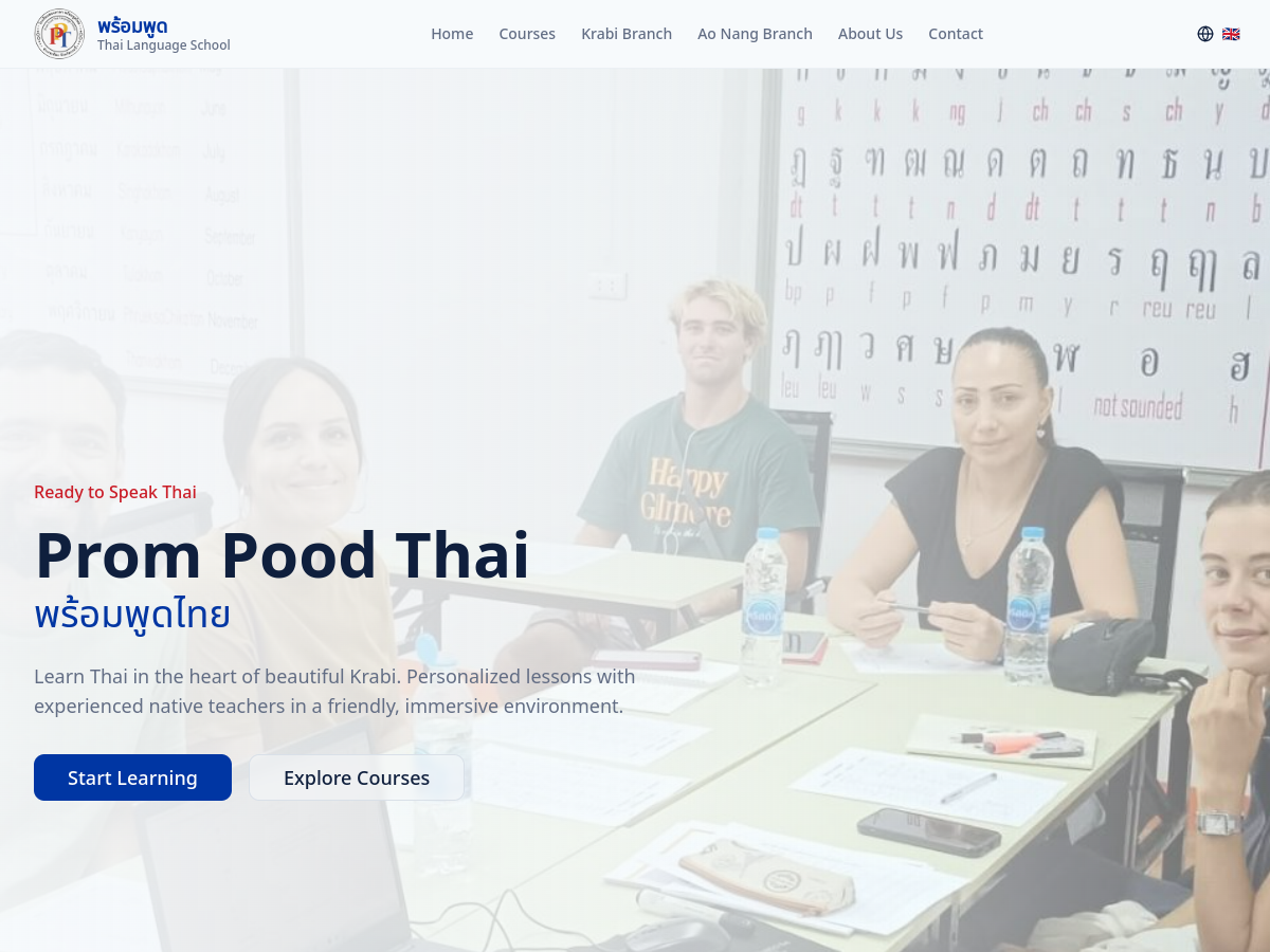 Prom Pood Thai website screenshot