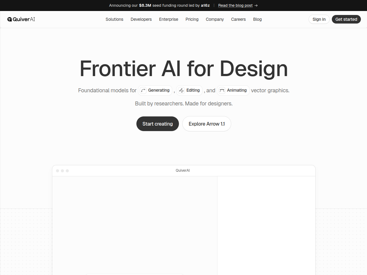 QuiverAI official logos section screenshot