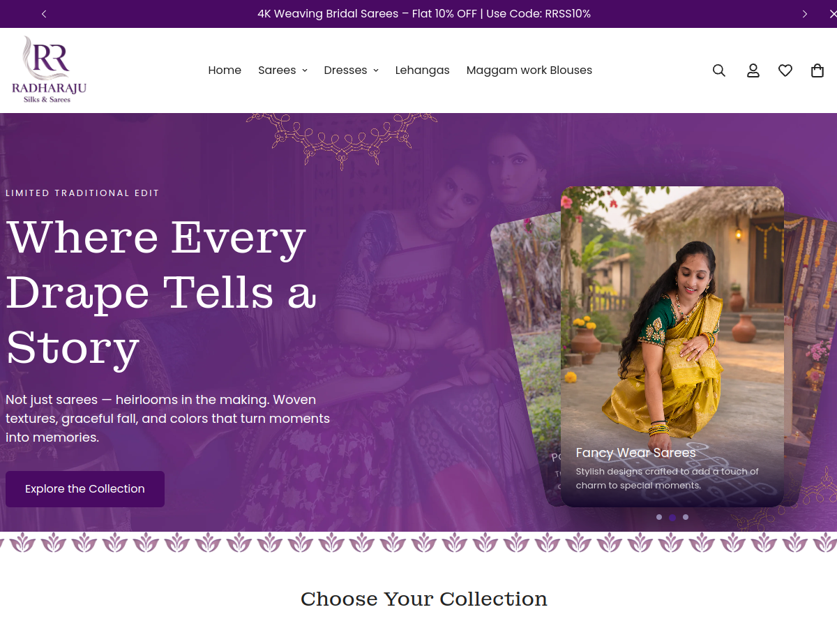 Radharaju Silks & Sarees website screenshot