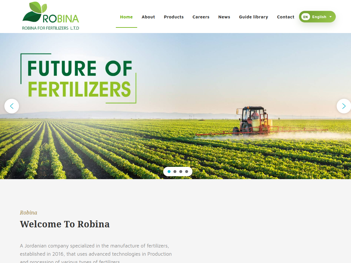 Screenshot of the Robinafert website homepage