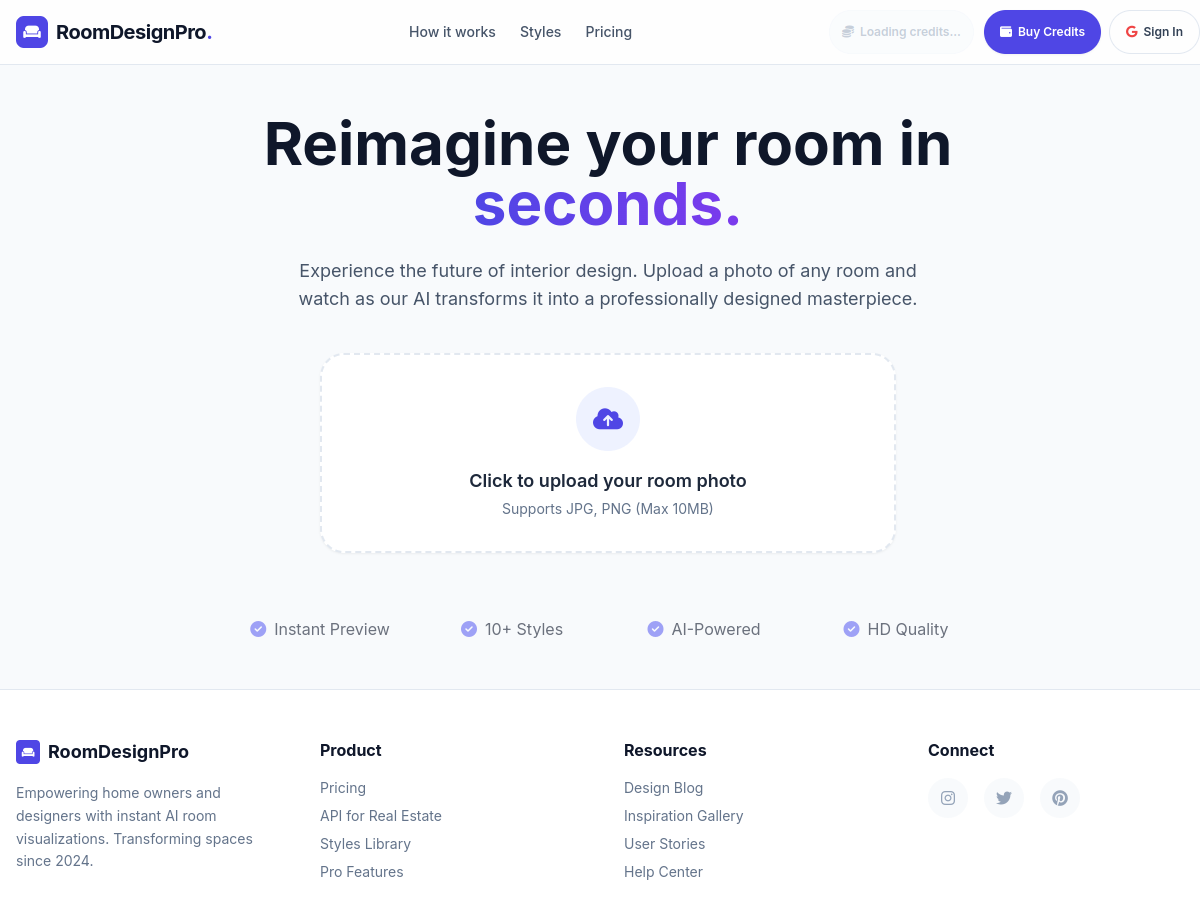 Room Design Pro website screenshot
