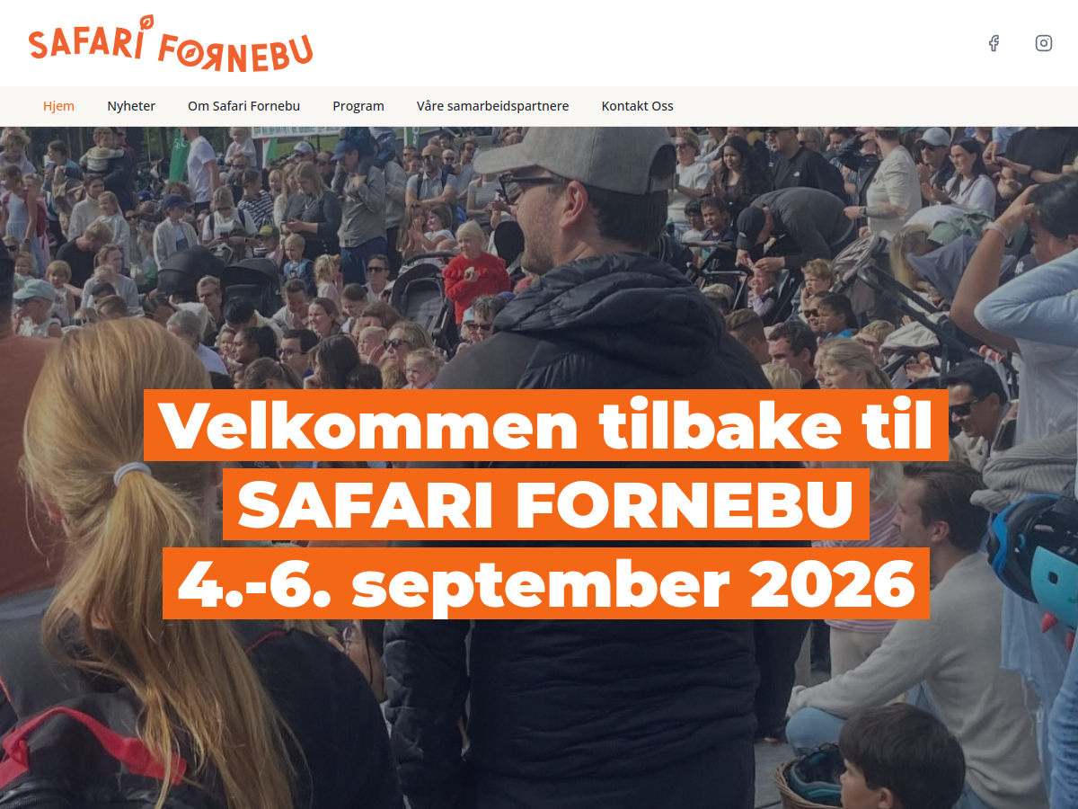 Skjermbilde av nettsiden til Safari Fornebu