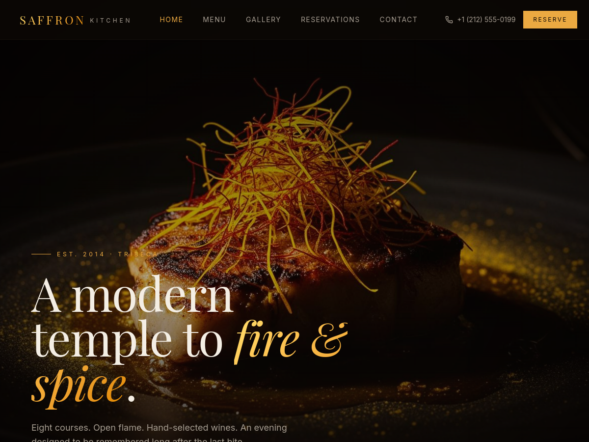 Saffron Kitchen website preview