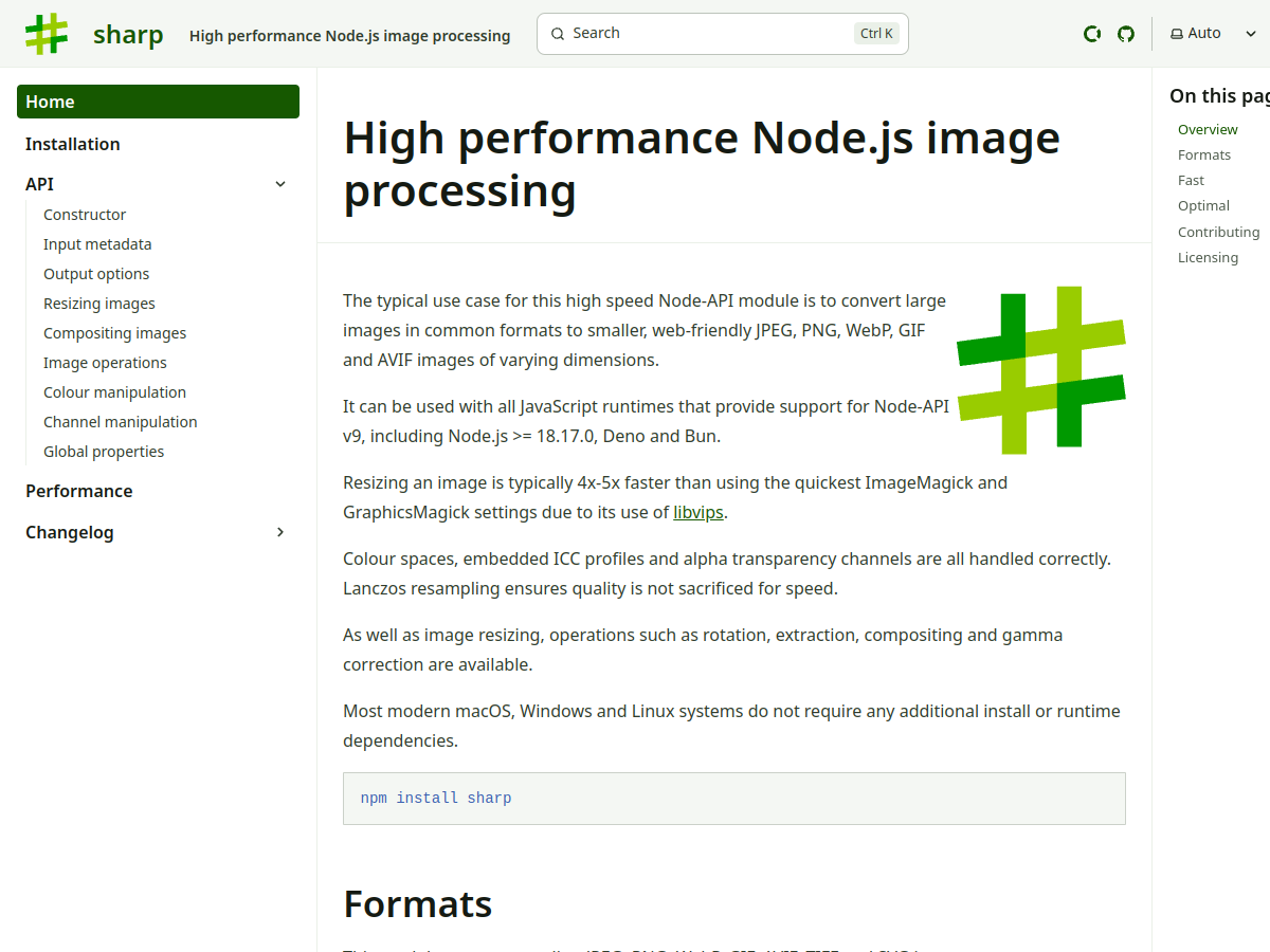 Sharp example page screenshot
