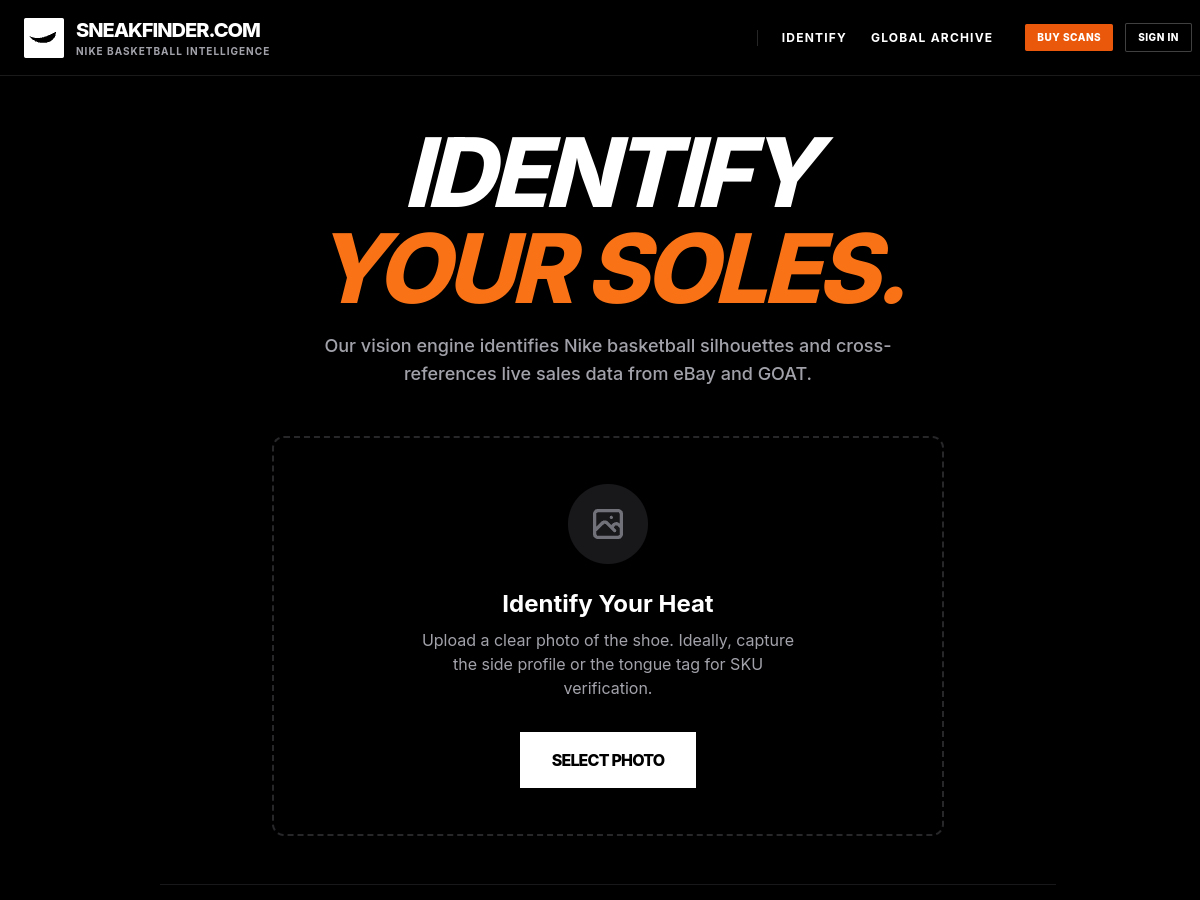 Sneak Finder website screenshot