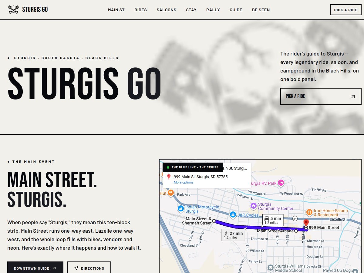 SturgisGo website screenshot