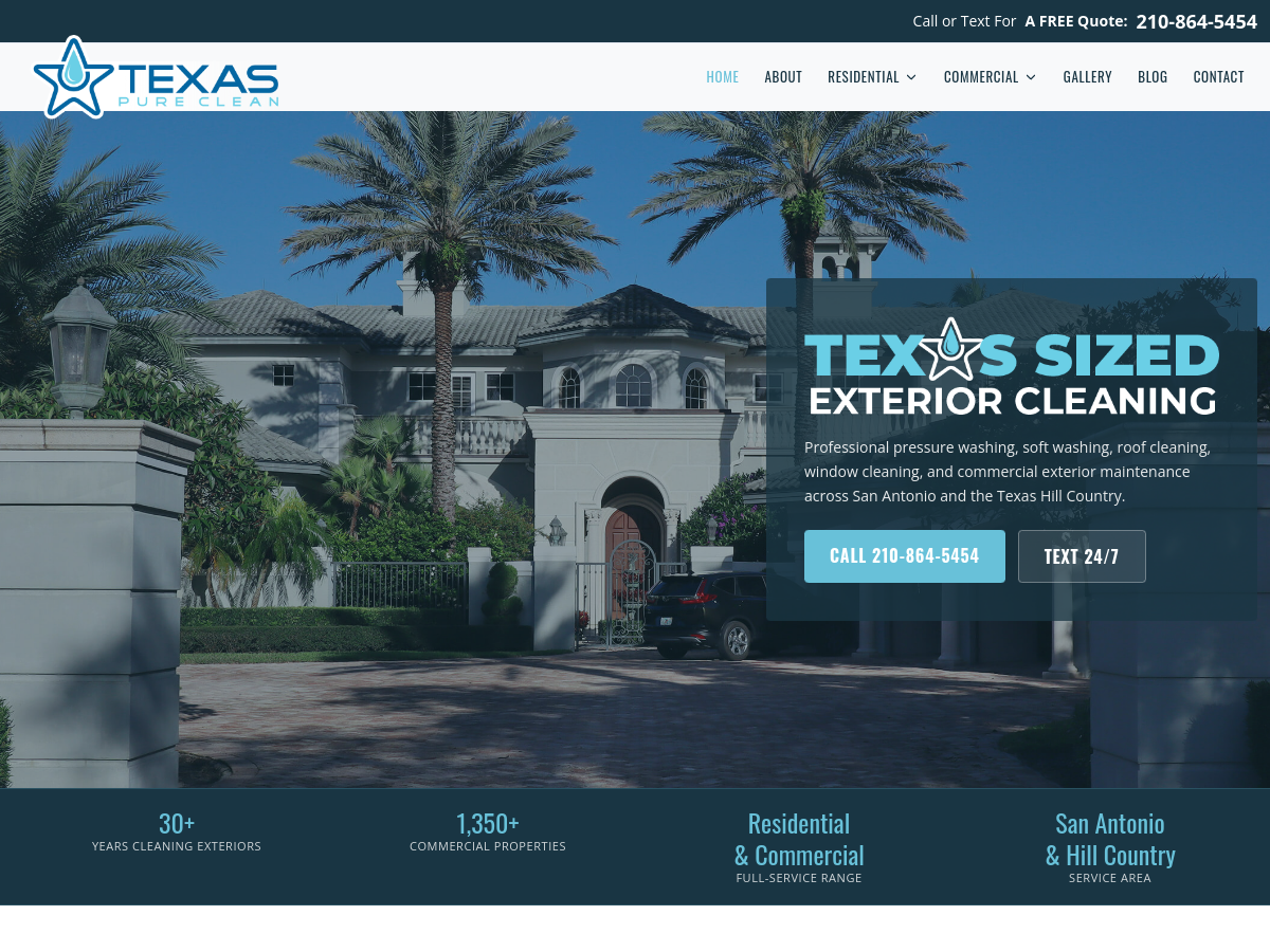 Texas Pure Clean website screenshot
