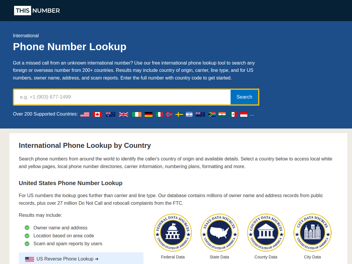 Screenshot of thisnumber.com