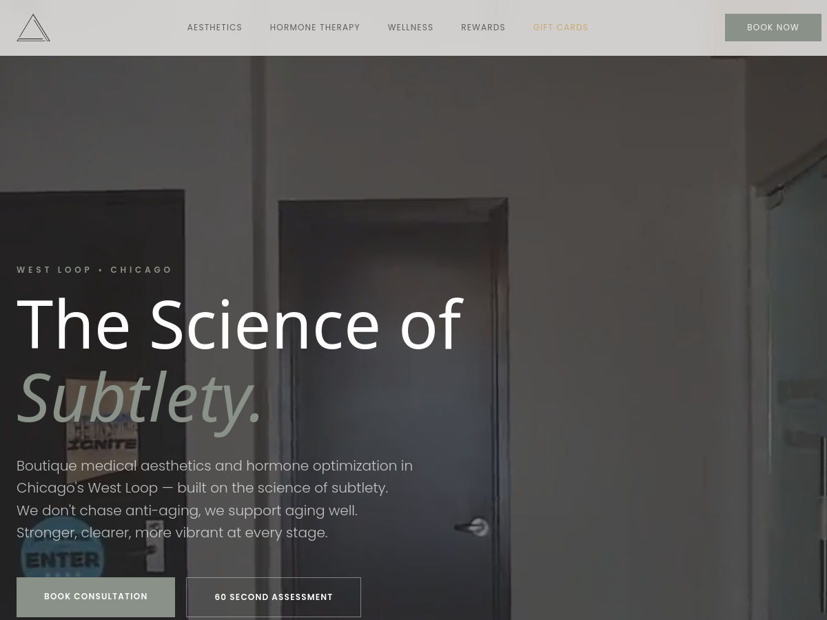 Zrzut ekranu strony Tria Aesthetics & Wellness