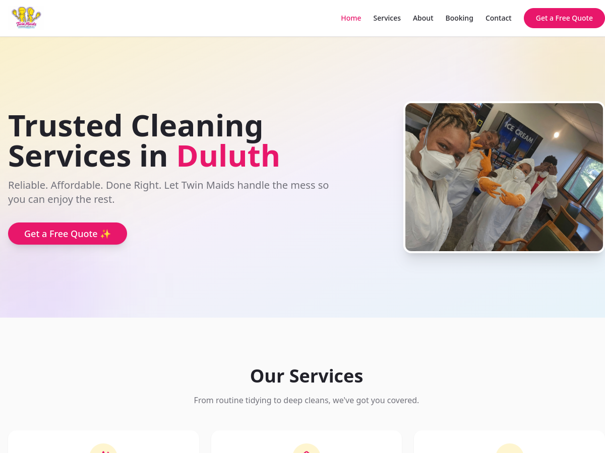 TwinMaid Cleaning website preview