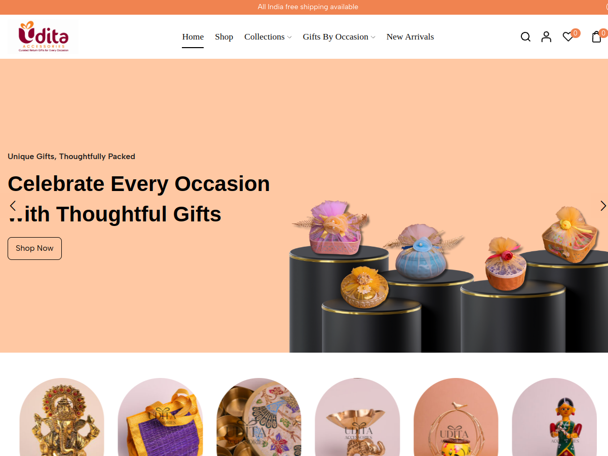 Udita Accessories website screenshot