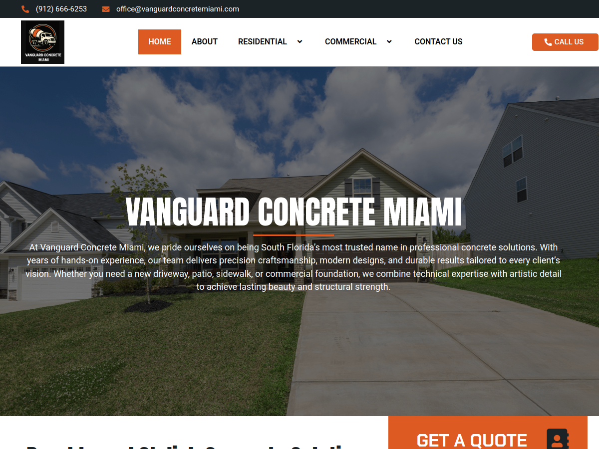 Vanguard Concrete website