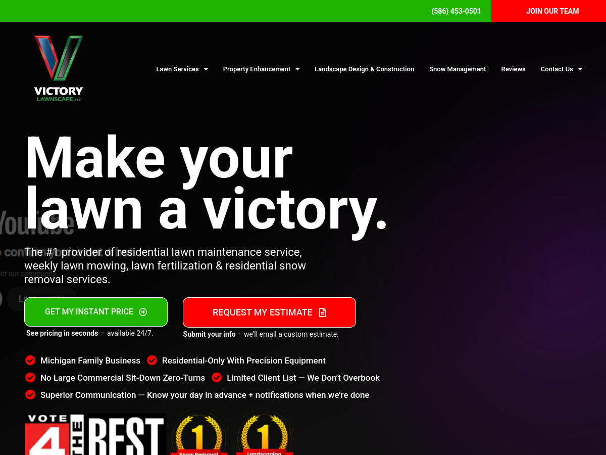 Victory Lawn website screenshot